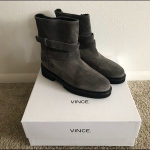 Vince Cagney Shoes Shearling Lined Short Moto Boot